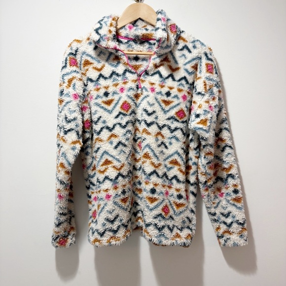 Eddie Bauer Plush 1/4 Zip Pullover Fuzzy Fleece Jacket Size Large Southwest Soft - Picture 2 of 12